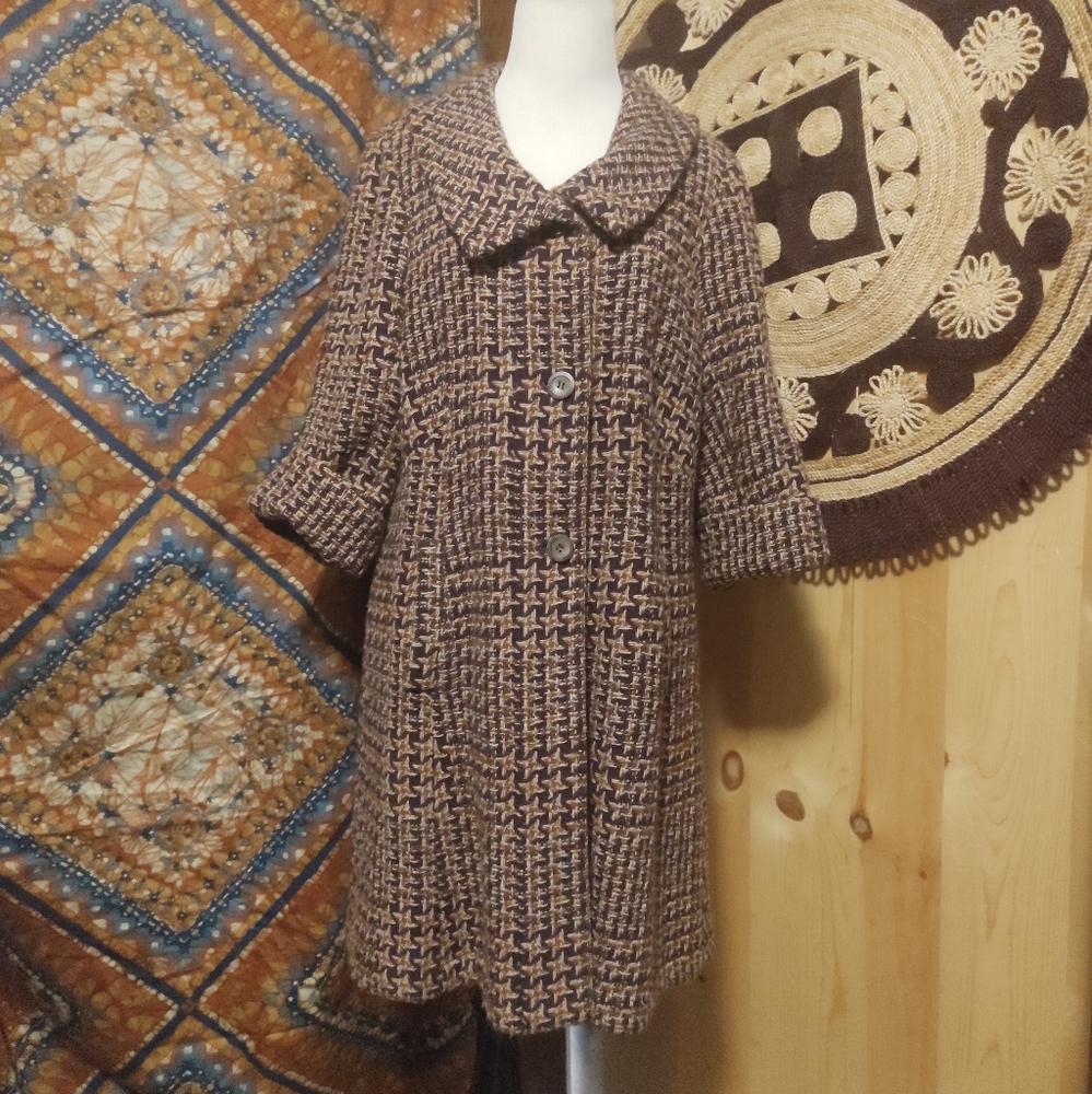 ANTHRO |TINY| WOOL BLEND TWEED HOUNDSTOOTH JACKET